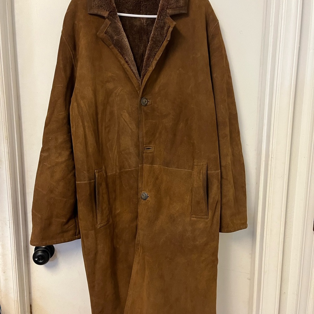 Men's Brown Suede Trench Coat